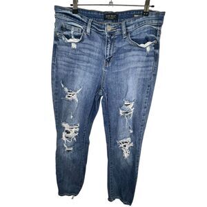 Judy Blue Distressed Boyfriend Fit Medium Wash Denim Jeans